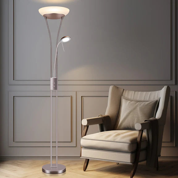 Reed Mother and Child Floor Lamp Satin Chrome