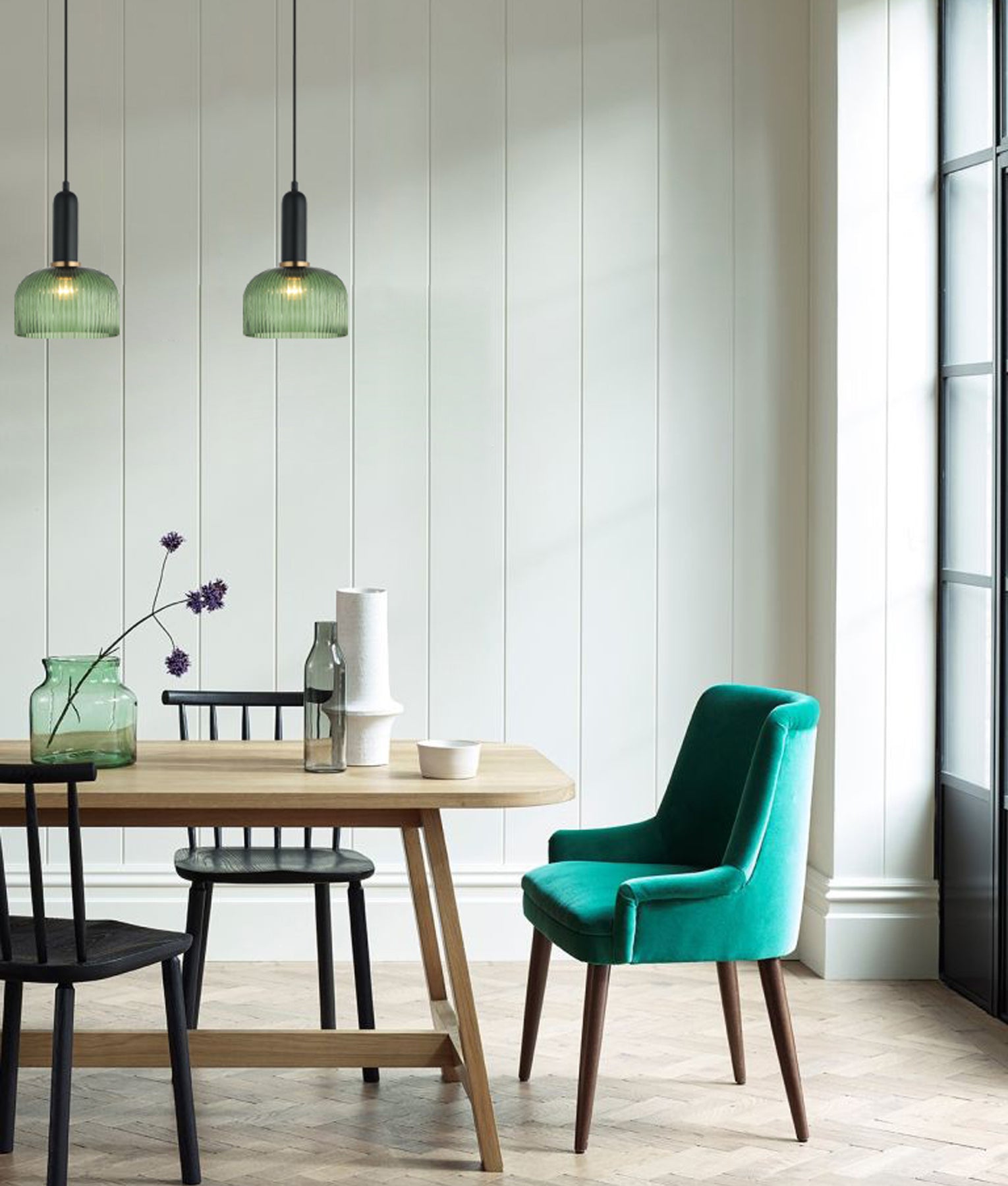 Vintaj Series Dome Ribbed Glass Pendants