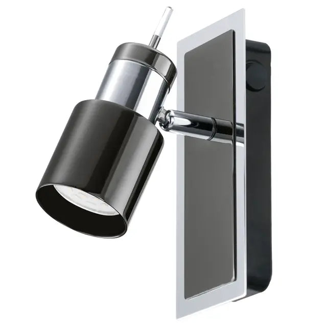 Davida LED Spotlight in black and chrome with switch.