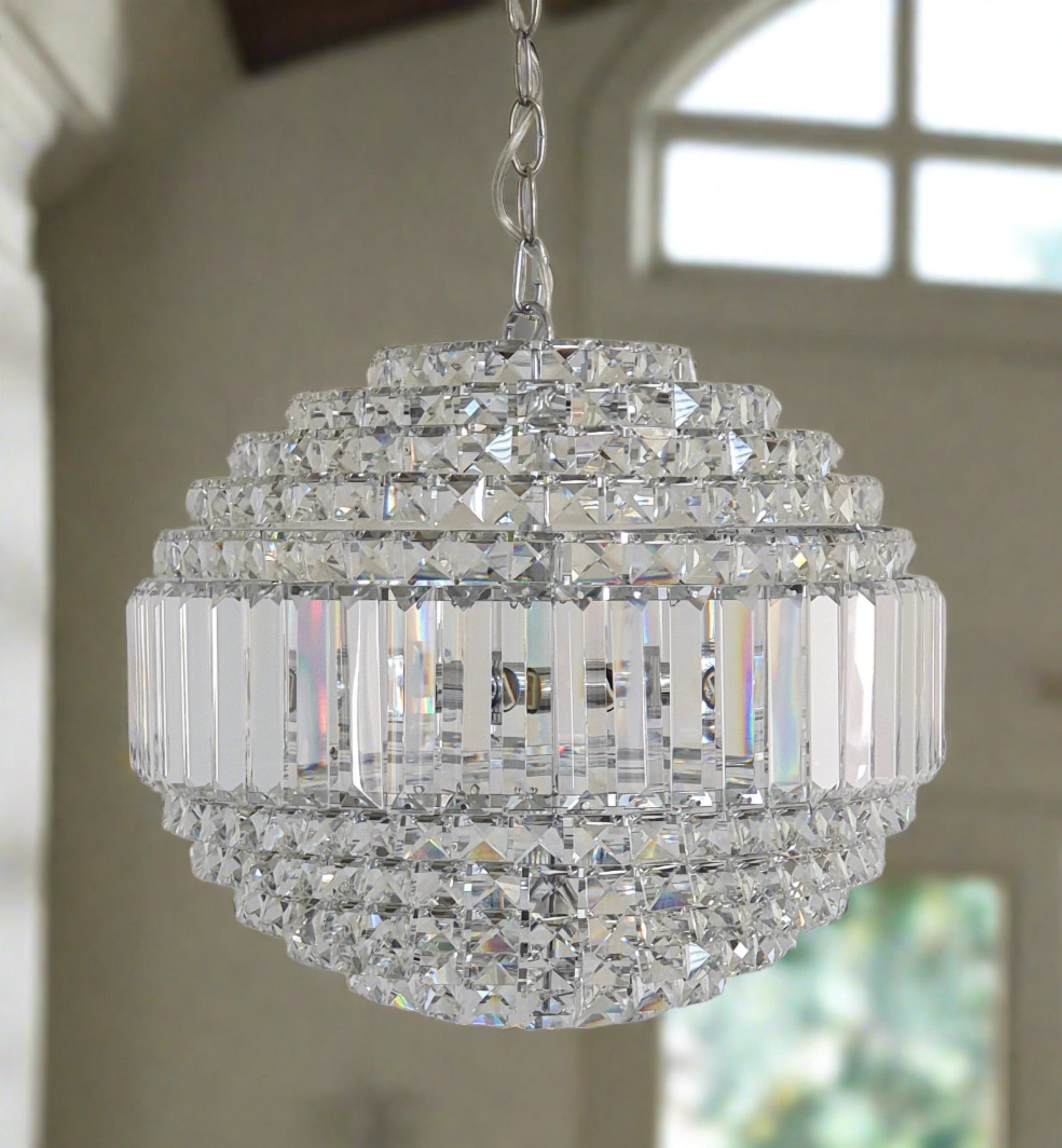 Crystal and Polished Chrome Pendant