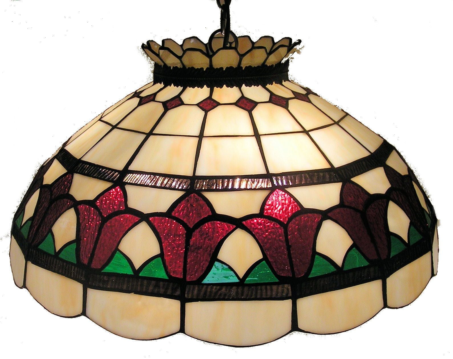 Leadlight Pendant 20in with Tulips