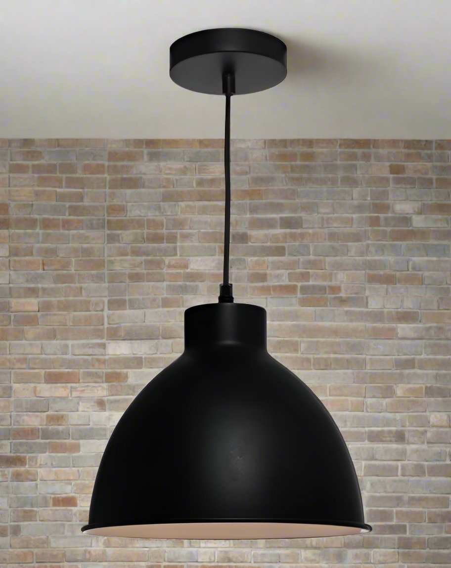 Dome industrial pendant light black
