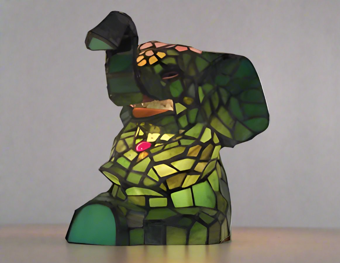 Playful Elephant Leadlight Table Lamp