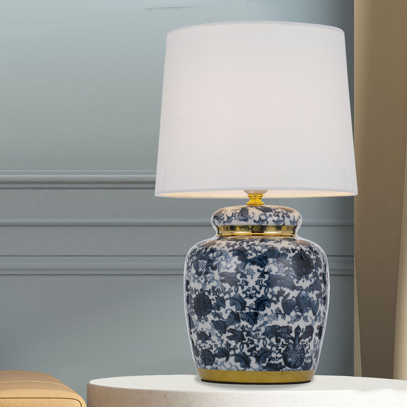 COMO TABLE LAMP IN BLUE/WHITE