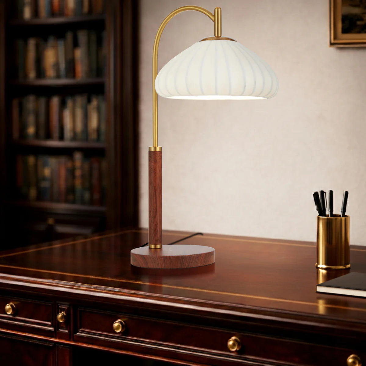 Estovia Table Lamp Wood/ Antique Gold