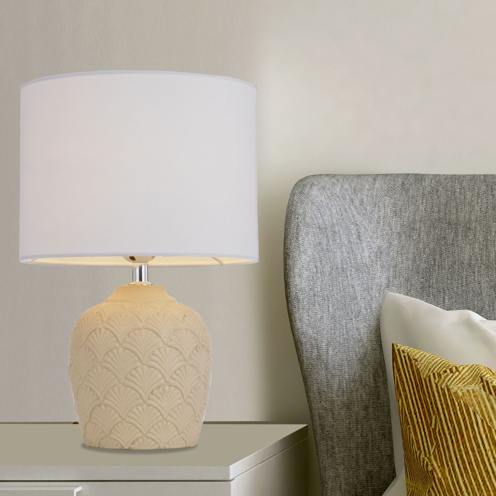 INDO TABLE LAMP - CREAM/WHITE