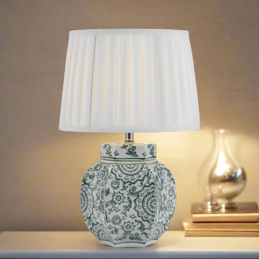 PADMA TABLE LAMP IN GREEN WHITE