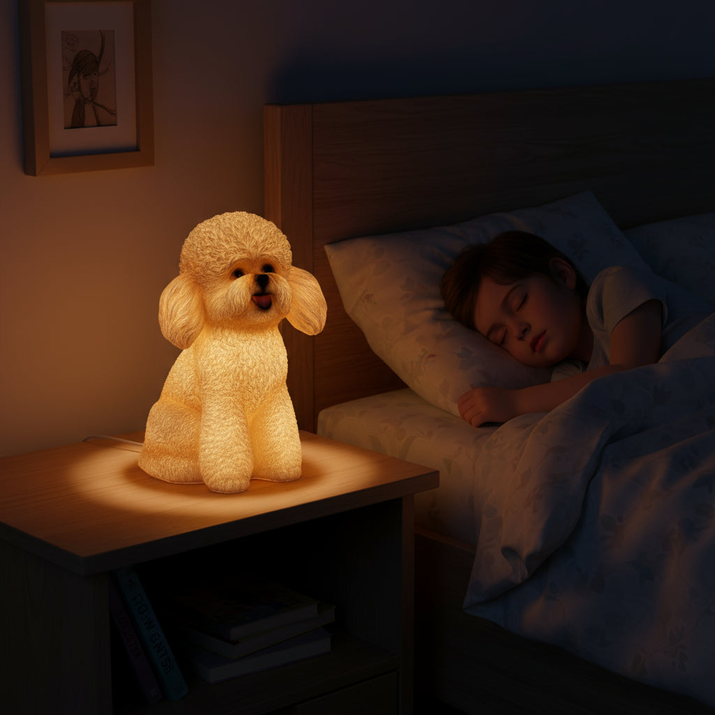 Poodle table lamp white