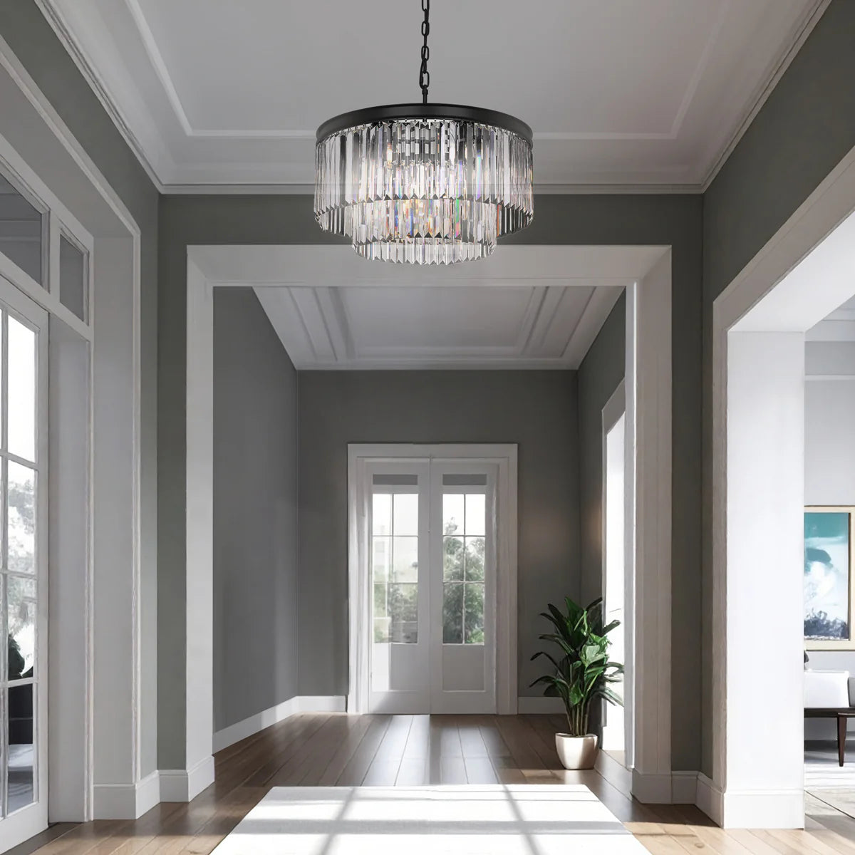 Serene 9 light Chrystal pendant