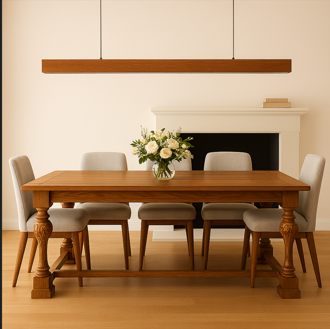 Linear LED Pendant  Light . Indonesian Teak.. 1.5 meters