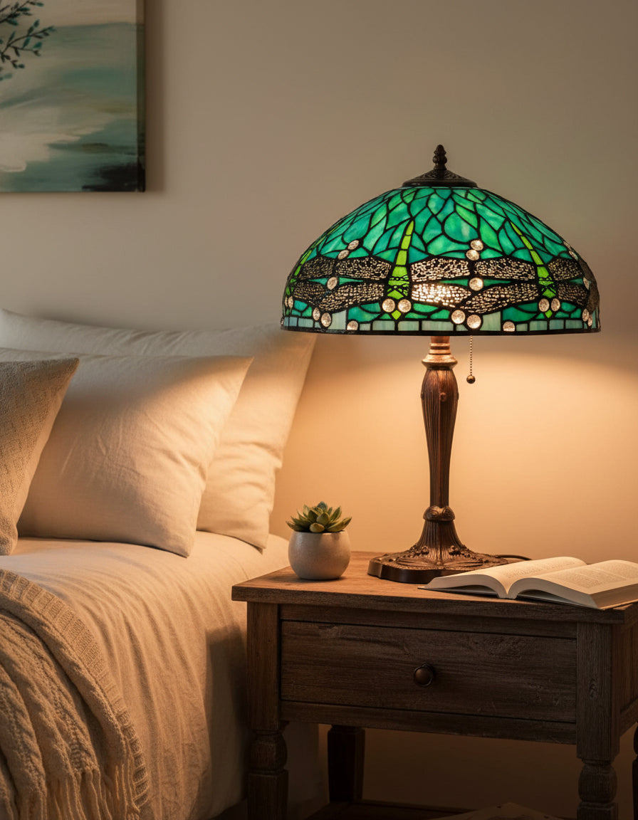 Sylvia Dragonfly Large Tiffany Table Lamp 16