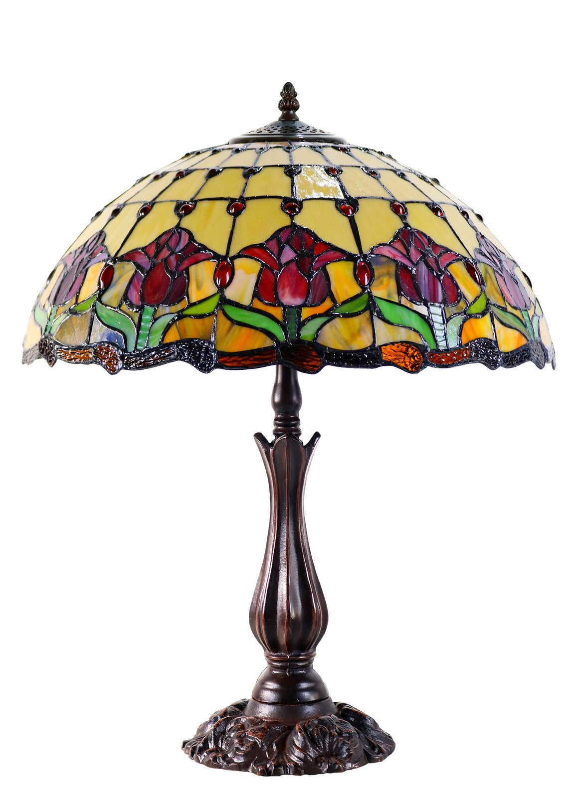 Red Tulip 17" Leadlight Table Lamp (GGTL-17235)