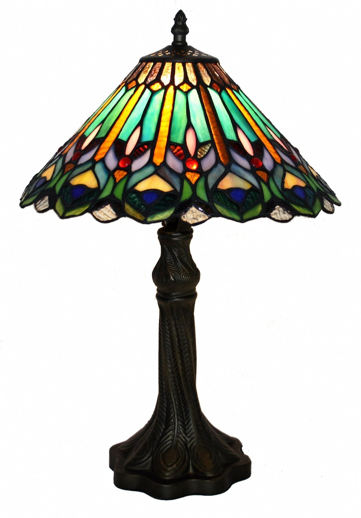 Multi Coloured Leadlight Table Lamp 12" (TNTL12003)