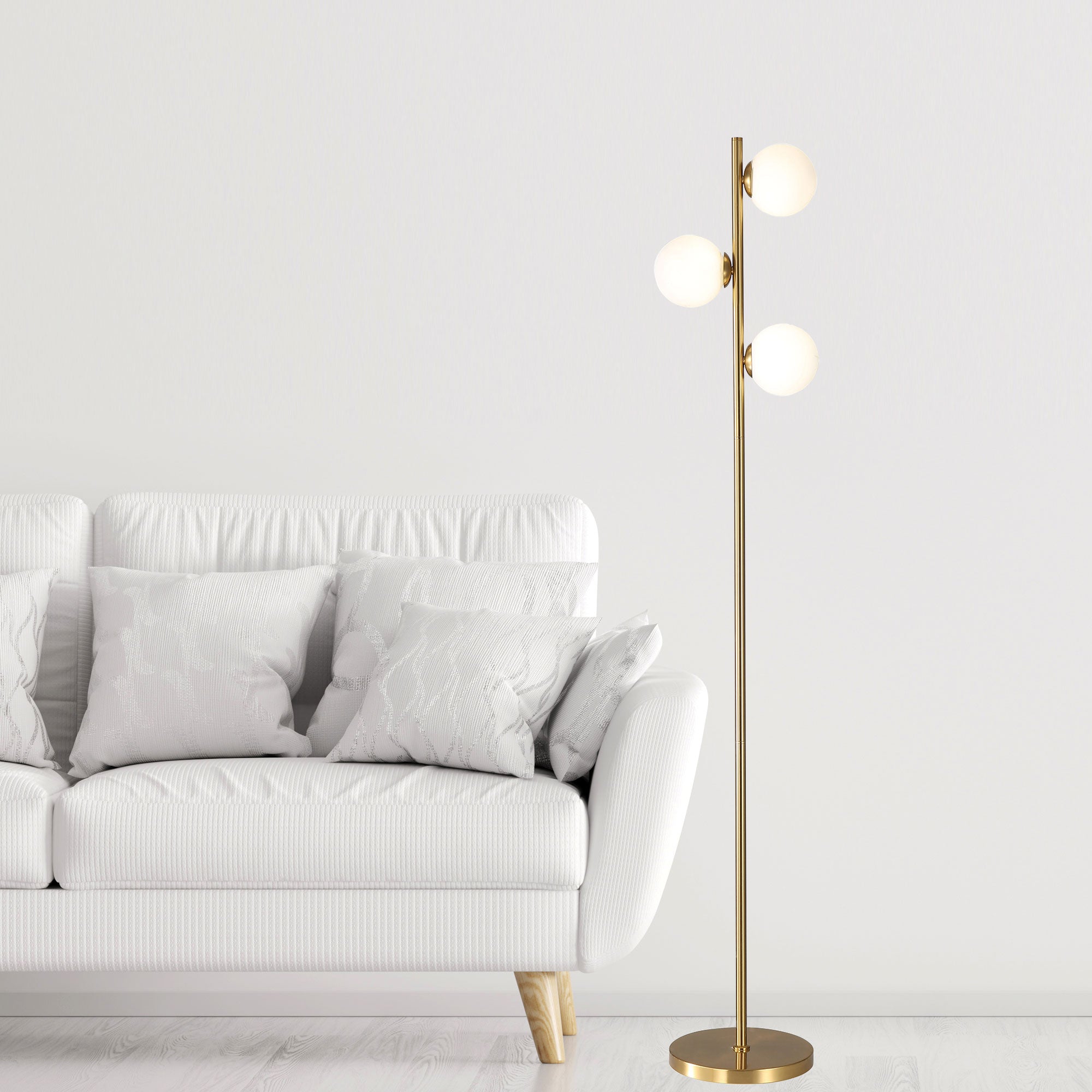 Valcross 3 Light Floor Lamp-Satin Brass