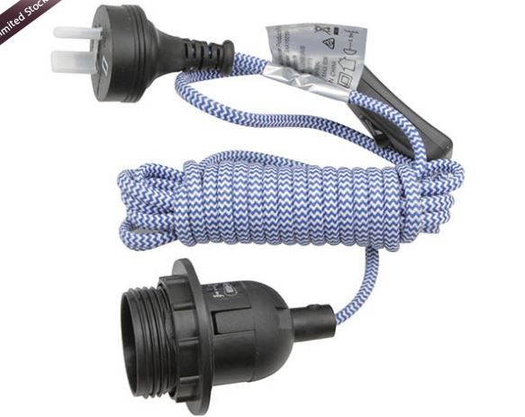 4mtr Woven Light  Cord with Inline Switch